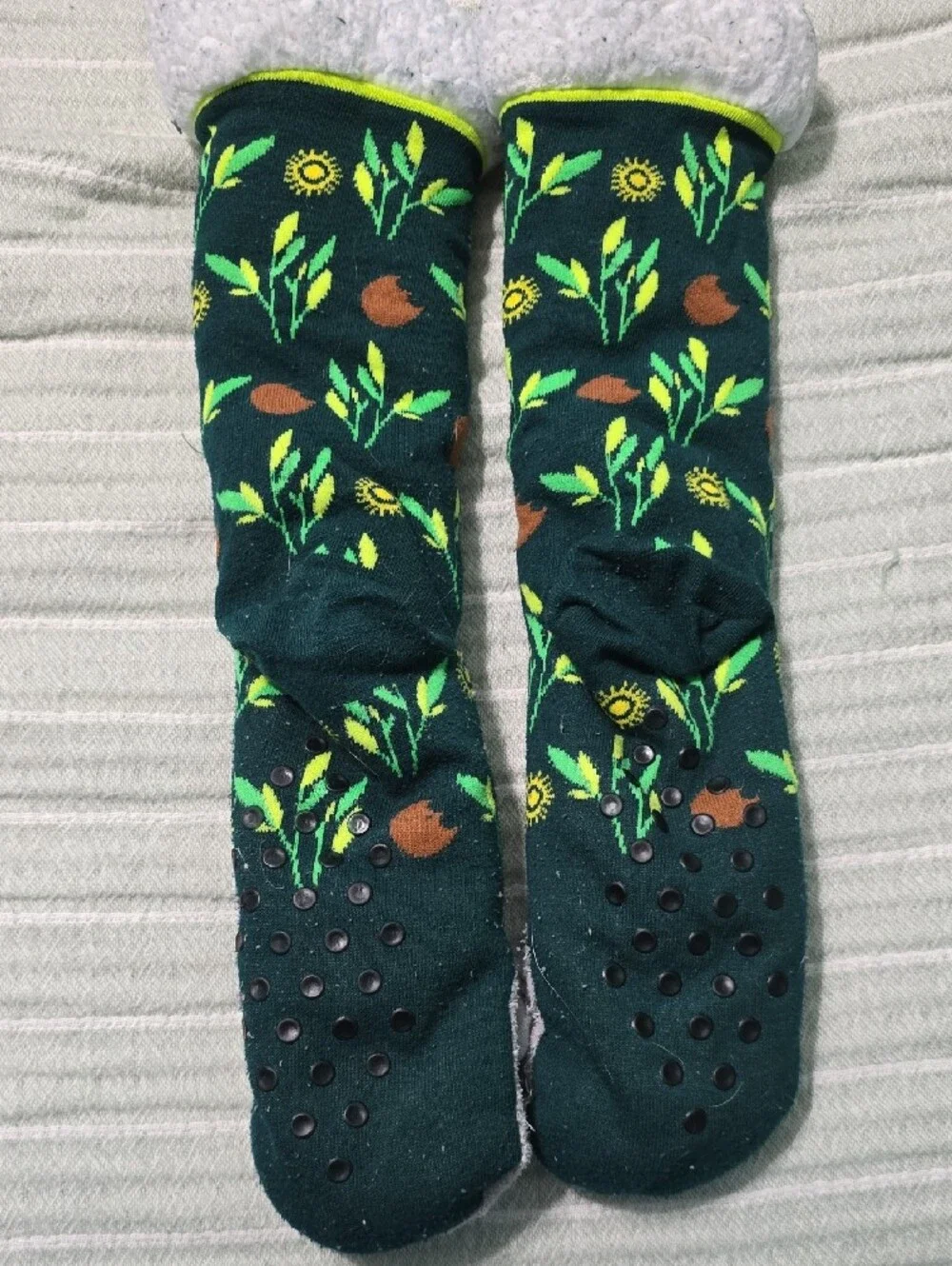 Kids Cozy Koala Fleece-Lined Knee High Socks - Green